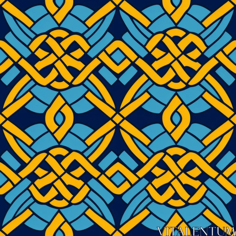 Intricate Celtic Knots Pattern in Blue and Yellow AI Image