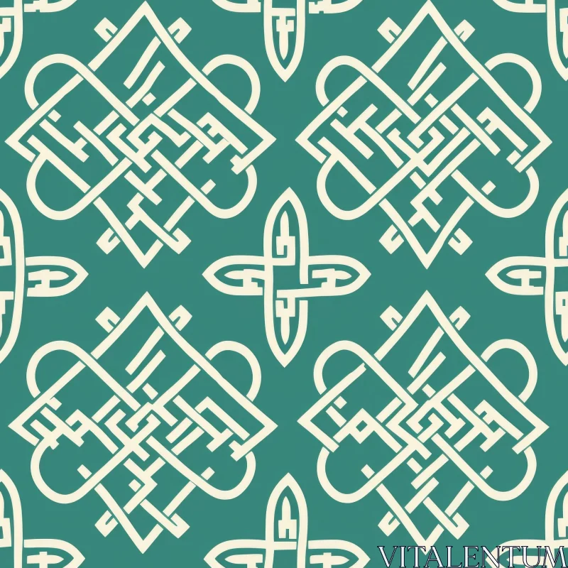 Intricate Celtic Knots Pattern on Green Background AI Image