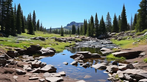 Serene Mountain Stream Landscape Photo