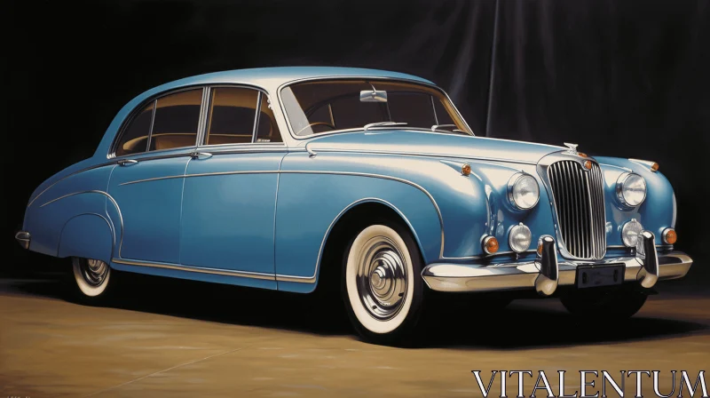 Blue Automobile Painting on Canvas | Classic Elegance | Realistic Wildlife Art AI Image