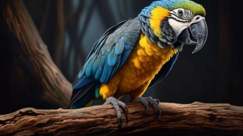Colorful Macaw Perched on Branch