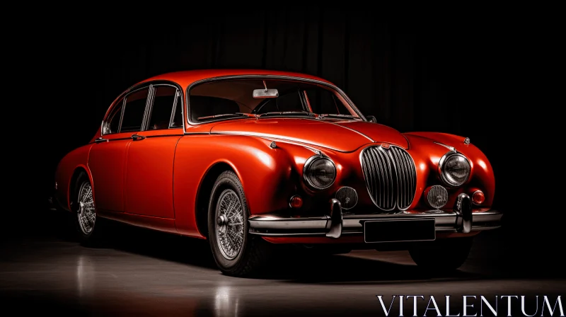 Enchanting Red Vintage Car in a Dark Room | Elegance and Craftsmanship AI Image