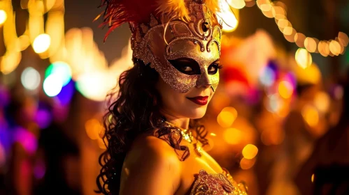 Enigmatic Beauty: A Captivating Woman in a Venetian Mask