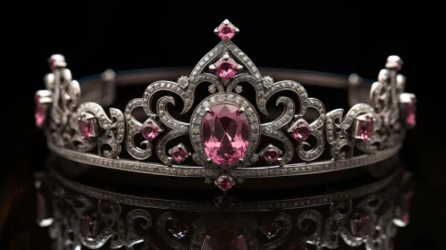 Exquisite Silver Crown with Pink Gemstones