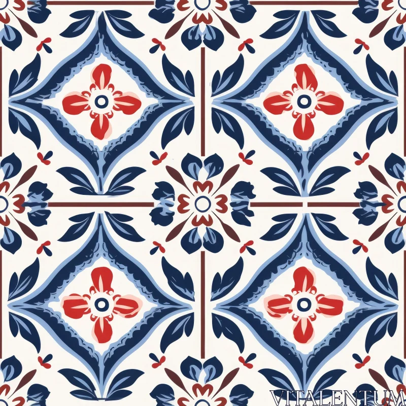 AI ART Hand-Painted Ceramic Tiles Seamless Pattern