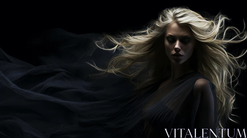 Serenity in Black: Captivating Woman Portrait