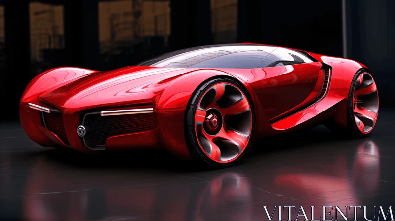 AI ART Sleek and Futuristic Red Car | Precisionism Influence | Duckcore