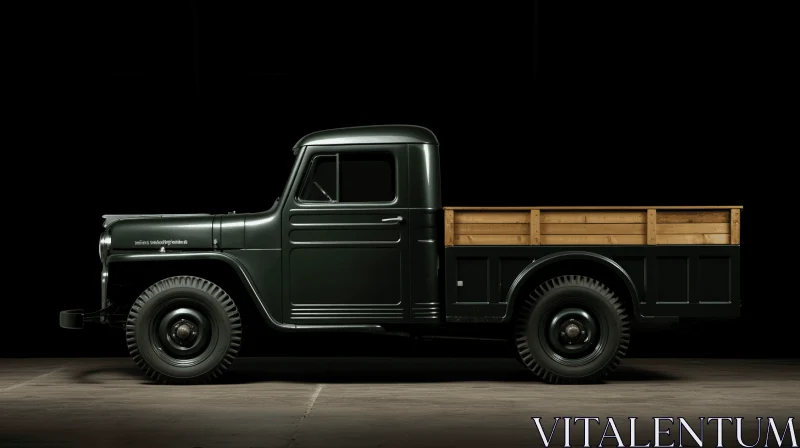 Timeless Elegance: Green Pickup Truck Inspired by Bauhaus and Japanese Design AI Image