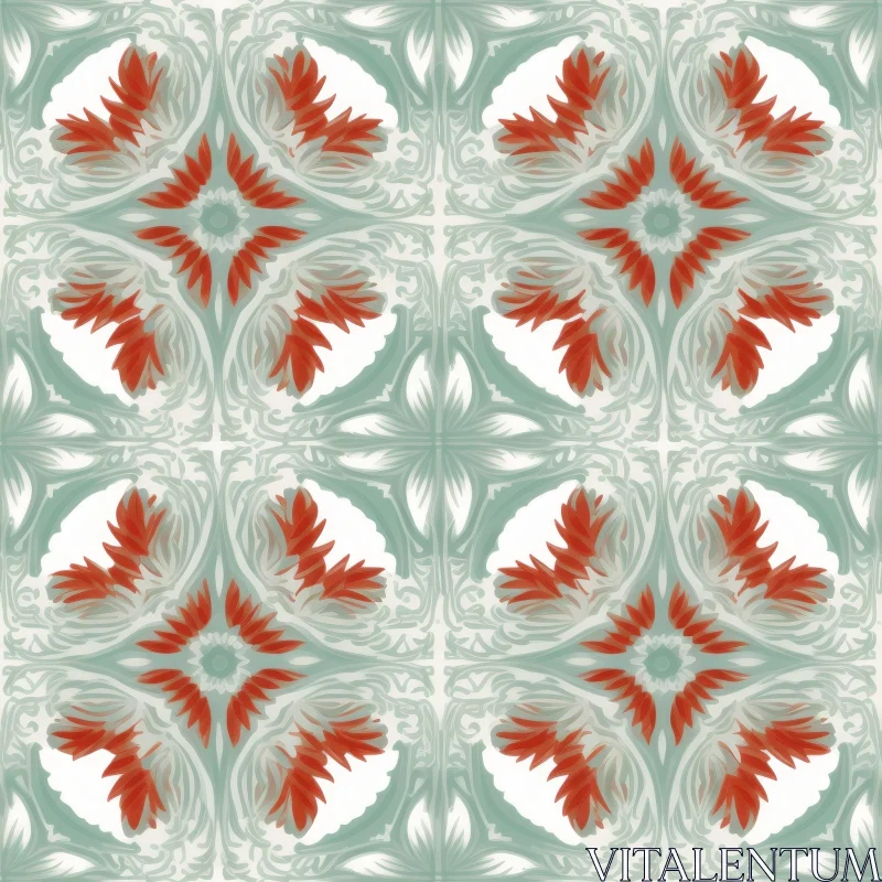 Traditional Floral Pattern on White Background AI Image