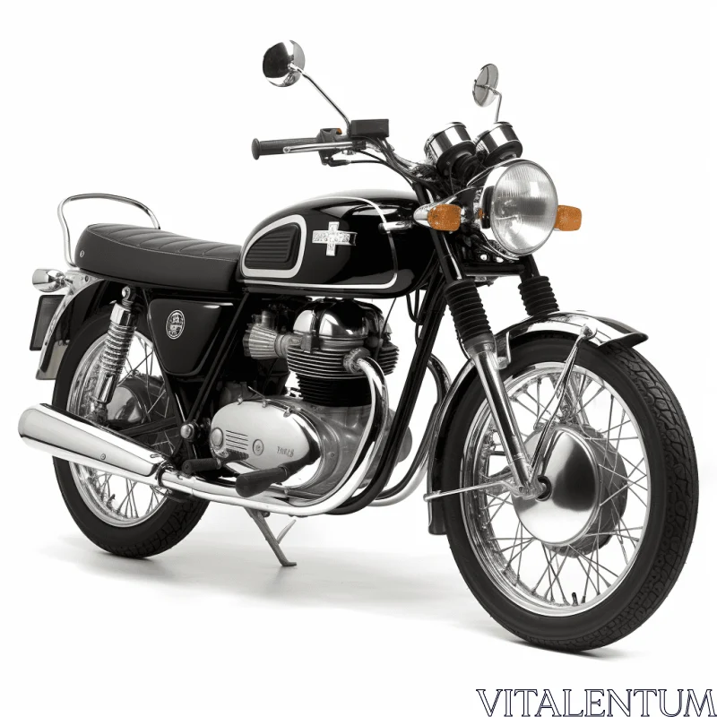 Vintage Black Motorcycle | Nostalgic Realism | Prerendered Graphics AI Image