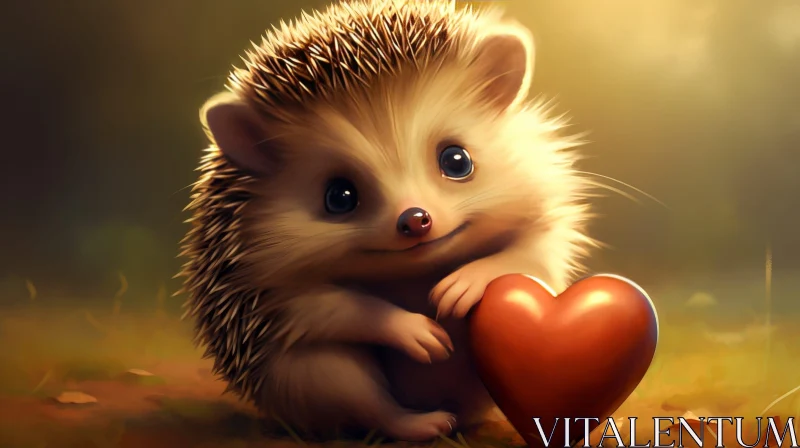 Adorable Baby Hedgehog Cartoon Illustration AI Image