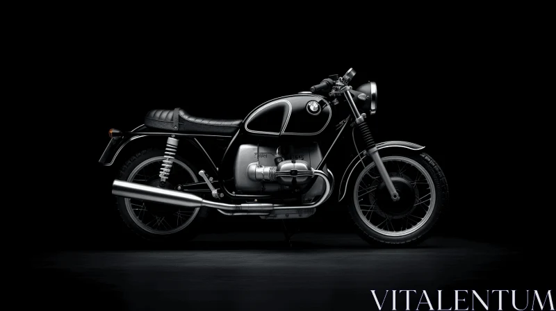 Antique Motorcycle on Black Background - Timeless Elegance AI Image
