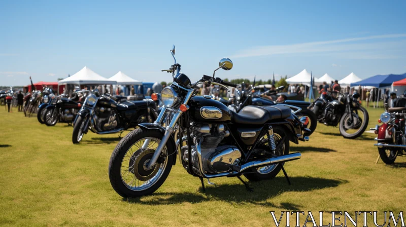 AI ART Black Motorcycle in Field: Smooth and Polished | Suffolk Coast Views