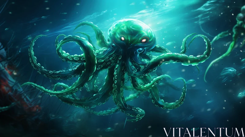Enchanting Octopus Digital Painting AI Image