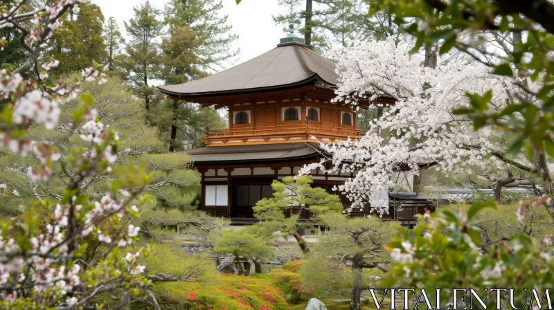 Serene Japanese Garden with Pagoda | Beautiful Landscape AI Image