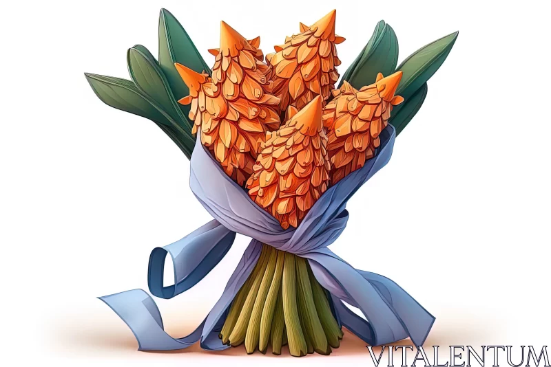 Vibrant Bouquet of Orange Flowers | Caricature-like Illustrations AI Image