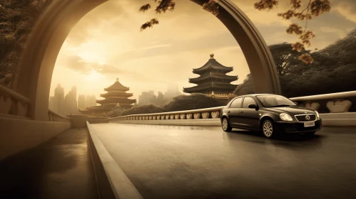 Captivating Chinese Car and Bridge Image | Commercial Imagery