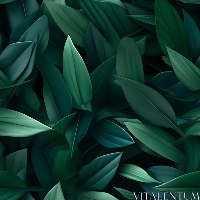 Dark Green Leaves Seamless Pattern - Moody Background Texture AI Image