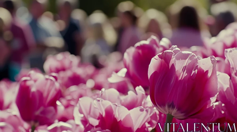 Enchanting Pink Tulips: A Captivating Field of Blooms AI Image