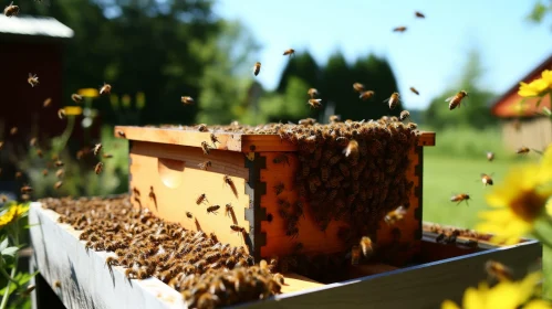 Beehive and Bees in Nature - Enchanting Scene