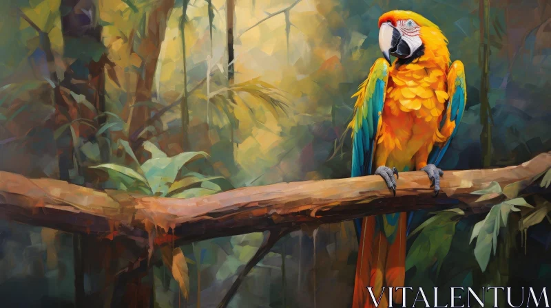 Colorful Parrot in Jungle Digital Painting AI Image