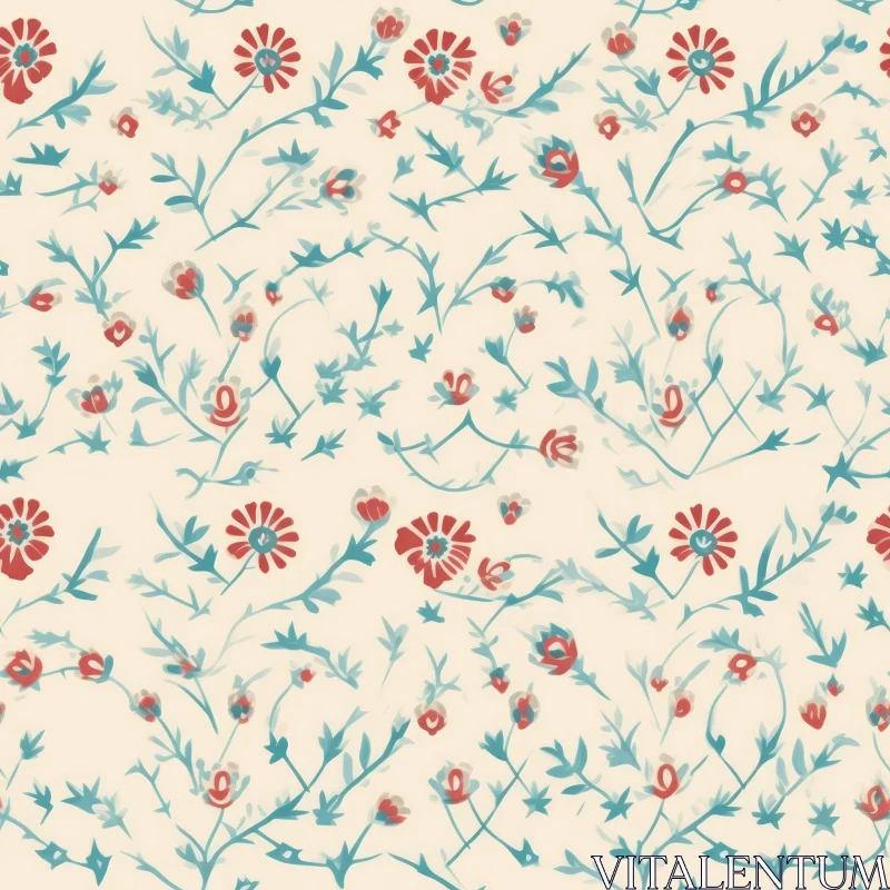 Delicate Floral Pattern on Beige Background AI Image