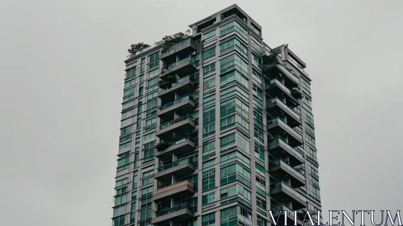 Impressive Residential Building with Greenery-Filled Balconies AI Image