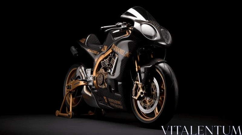 Intricate and Bold: A Stunning Black and Gold Motorcycle AI Image