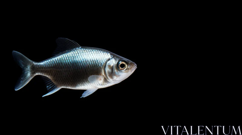 Silvery-Blue Fish on Black Background | Depth Perception AI Image