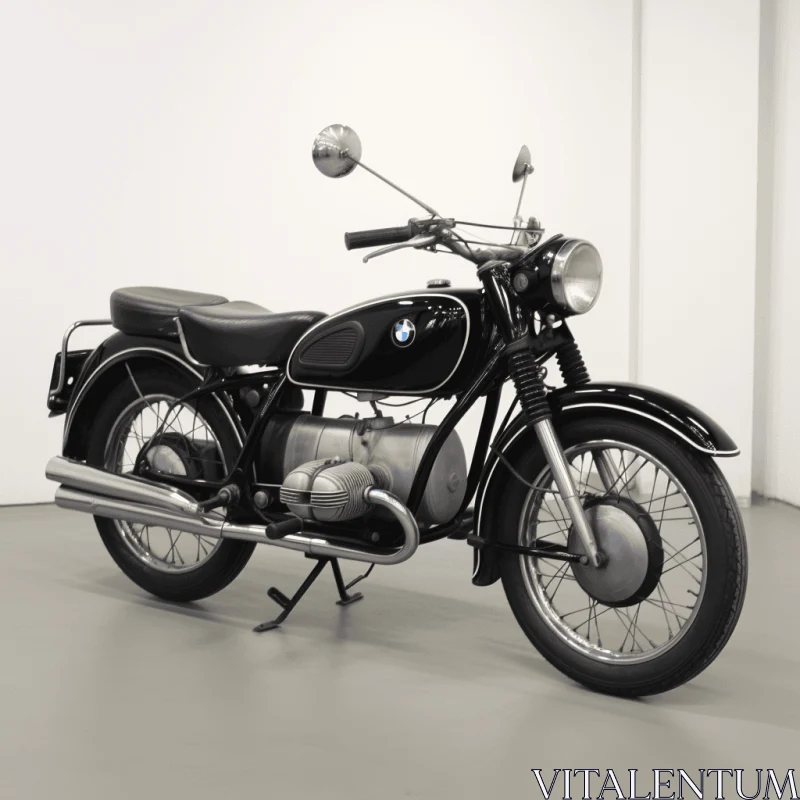 AI ART Sleek Black BMW Motorcycle in a Dark Building | Dusseldorf School of Photography