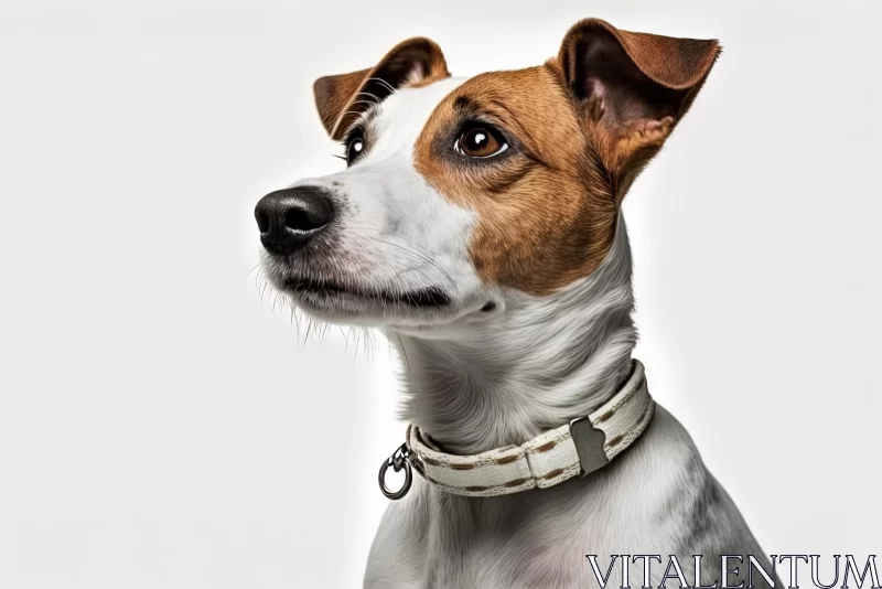 Captivating Brown and White Dog Portrait with Collar AI Image