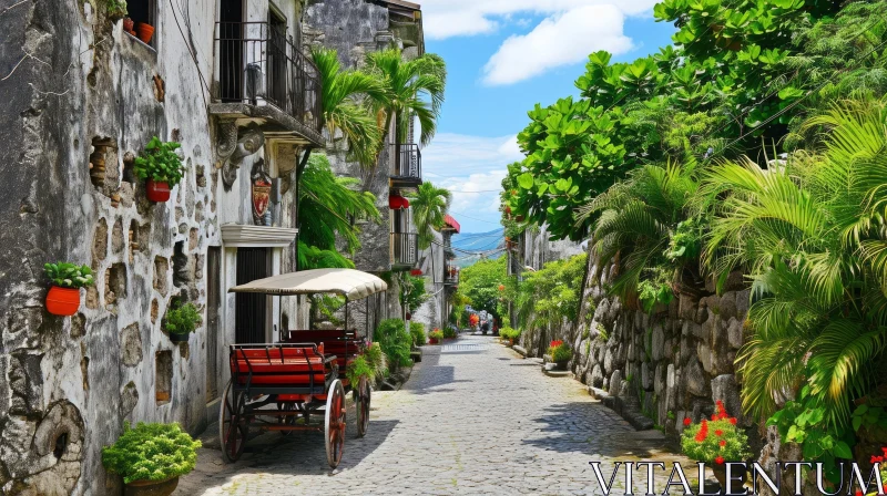 Charming Colonial-Era Street in Vigan, Philippines AI Image