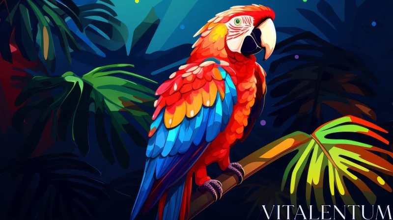 Colorful Parrot Digital Painting in Jungle AI Image