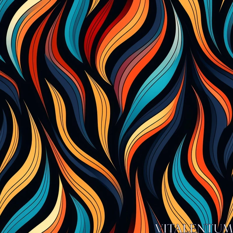 AI ART Colorful Retro Waves Pattern