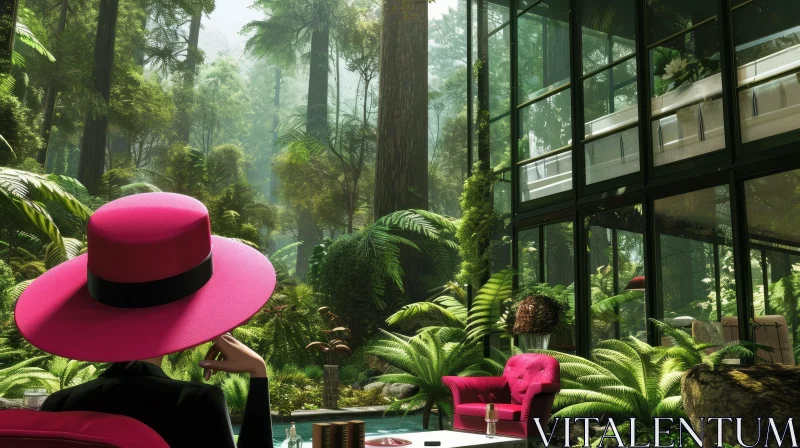 Glass House in Lush Jungle: A Breathtaking 3D Rendering AI Image