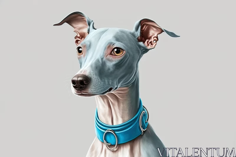 AI ART Gray and Blue Dog Portrait | Whimsical Character Design