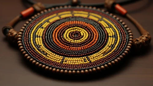 Handmade Beaded Necklace with Geometric Pendant