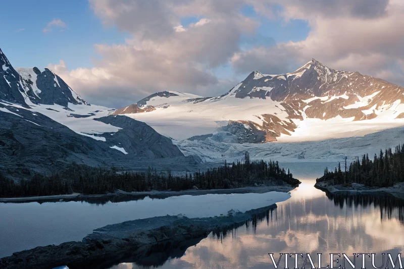 Majestic Frozen Lake and Mountains: A Sublime Nature Scene AI Image