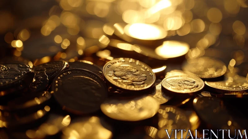 AI ART Opulent Gold Coins - Close-up Image