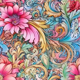 Soft Floral Pattern Design - Light Blue Background