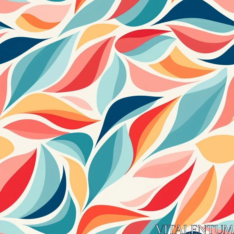 AI ART Abstract Leaves Seamless Pattern in Bright Colors