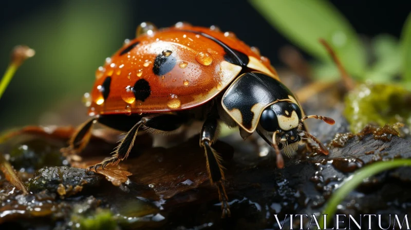 AI ART Enchanting Ladybug on Green Leaf - Nature Photography
