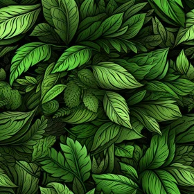 Hand-Drawn Green Leaves Seamless Pattern