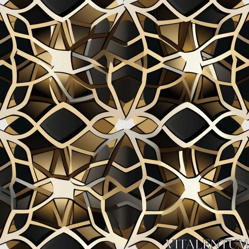 AI ART Intriguing Geometric Pattern in Black, Gold, and White