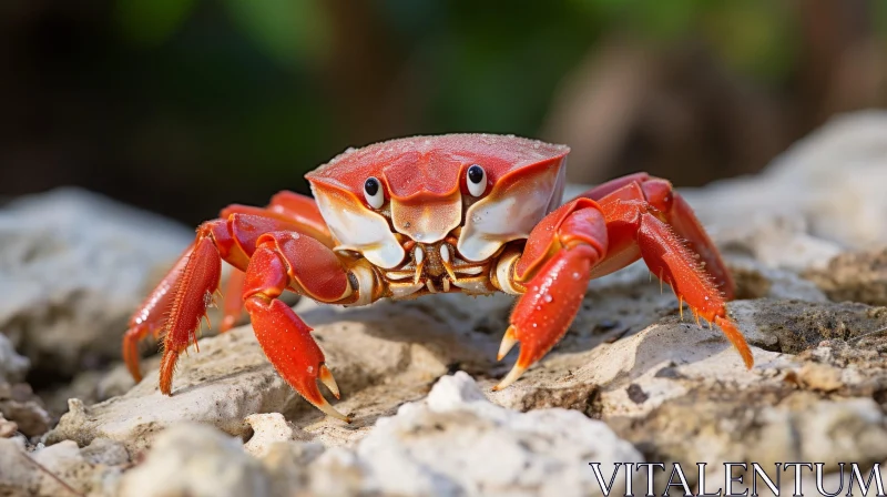 Red Crab Wildlife Encounter on White Rock AI Image