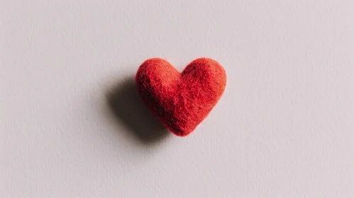 Red Wool Felt Heart Close-up