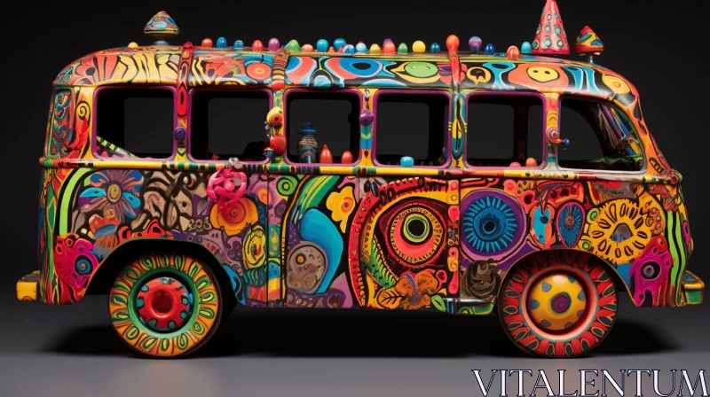 Captivating Bus Artwork: A Vibrant Display of Indian Pop Culture AI Image