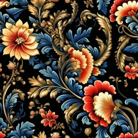 Colorful Floral Pattern Inspired by Russian Folk Art