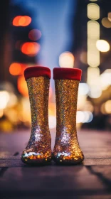 Golden Glitter Boots in City Lights - Fashion Statement