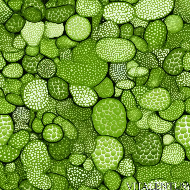 AI ART Green and White Organic Shapes Pattern
